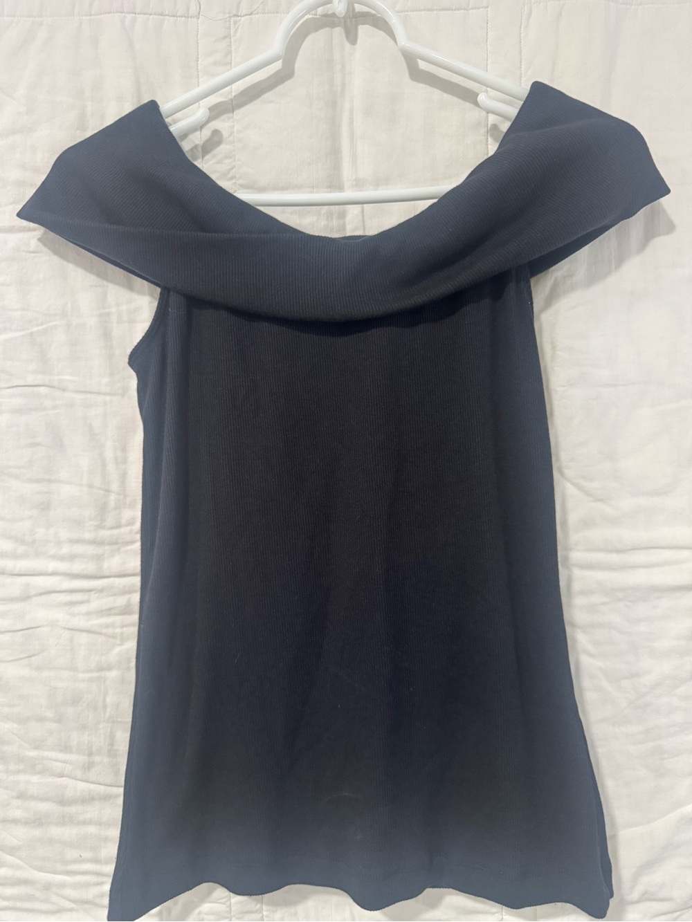 Pilcro Off-Shoulder Black Ribbed Top